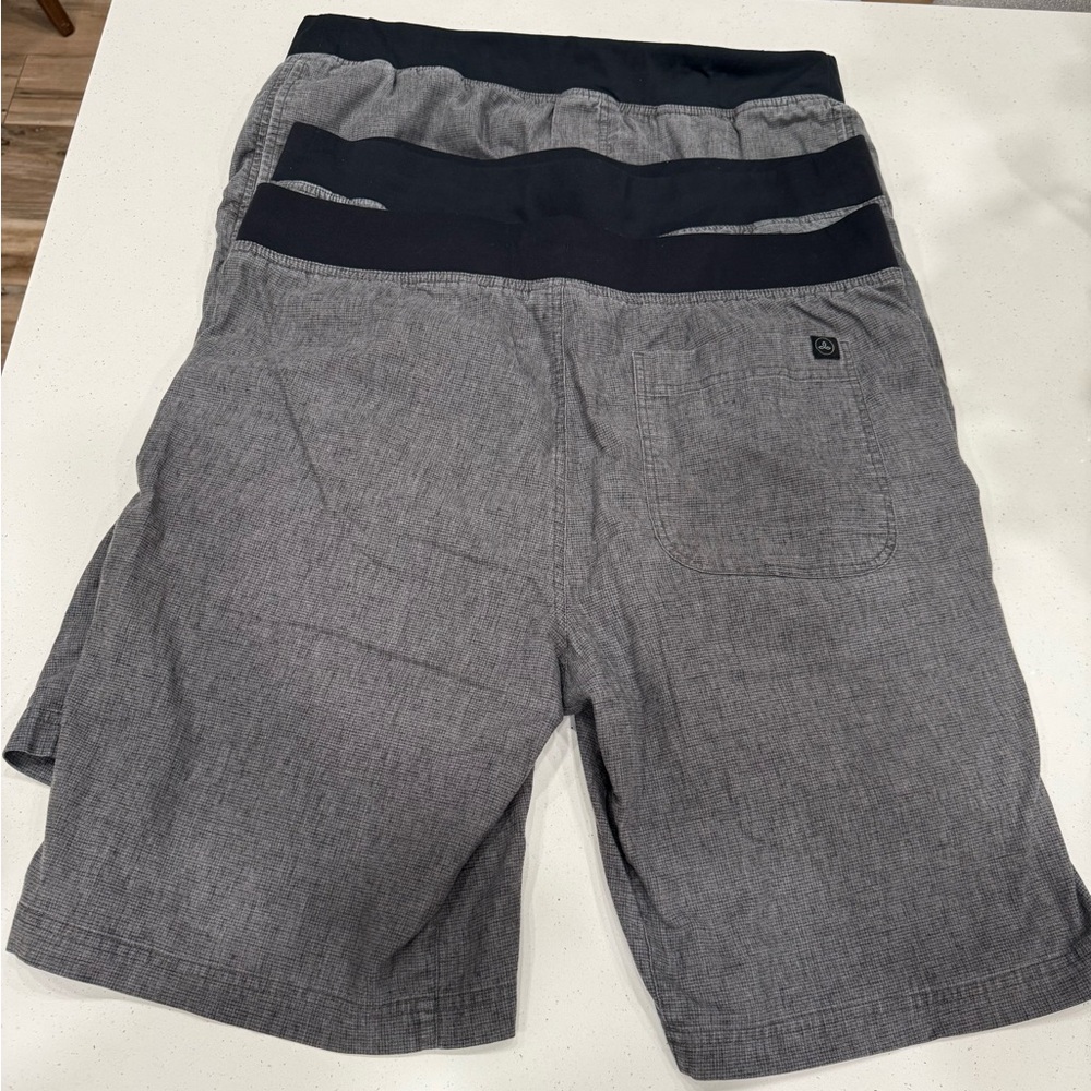 Prana Gray Men’s Pull-On Shorts with Black Waistband Three (3) Pair - Picture 4 of 4